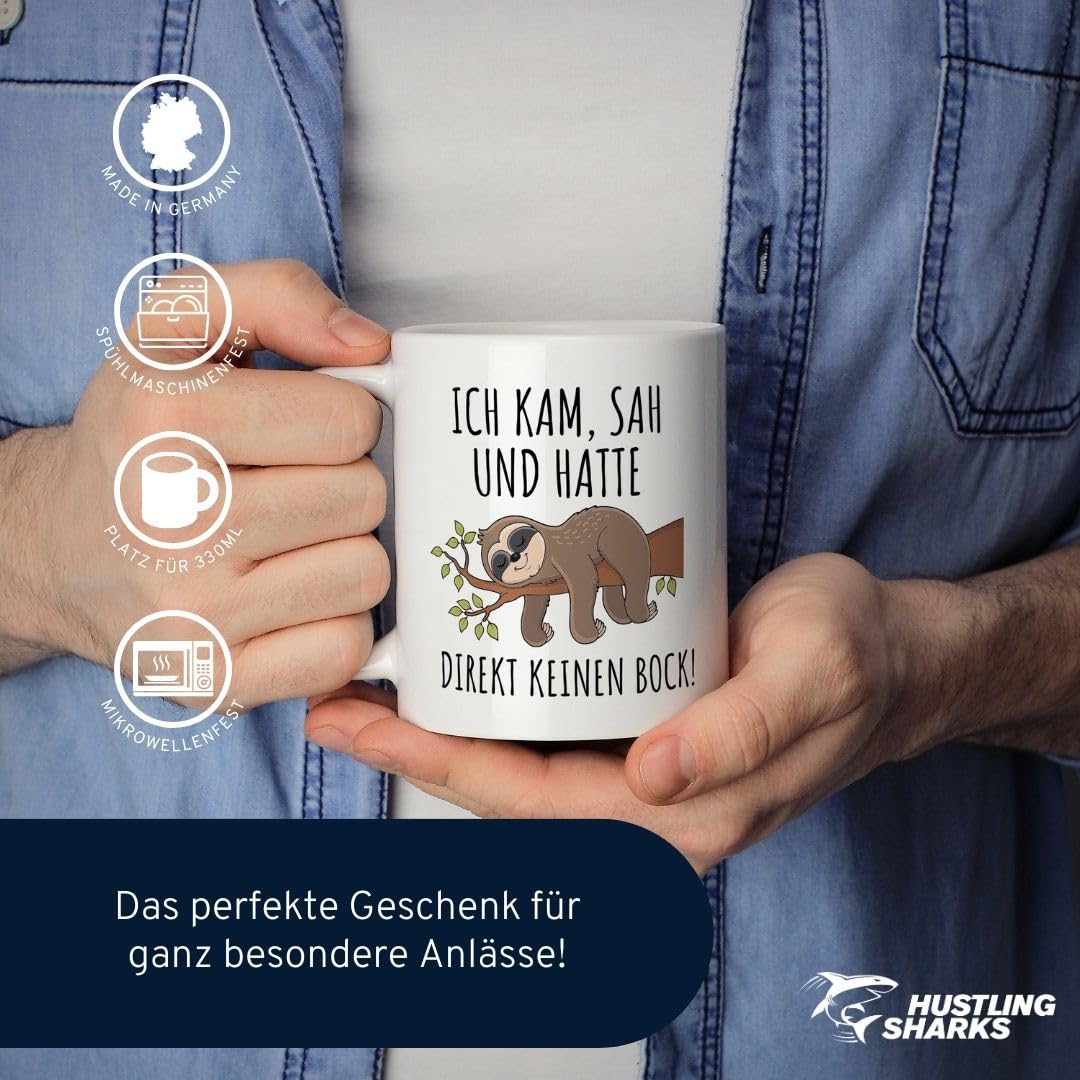 Hustling Sharks Kein Bock Faultier Tasse 330ml weiß