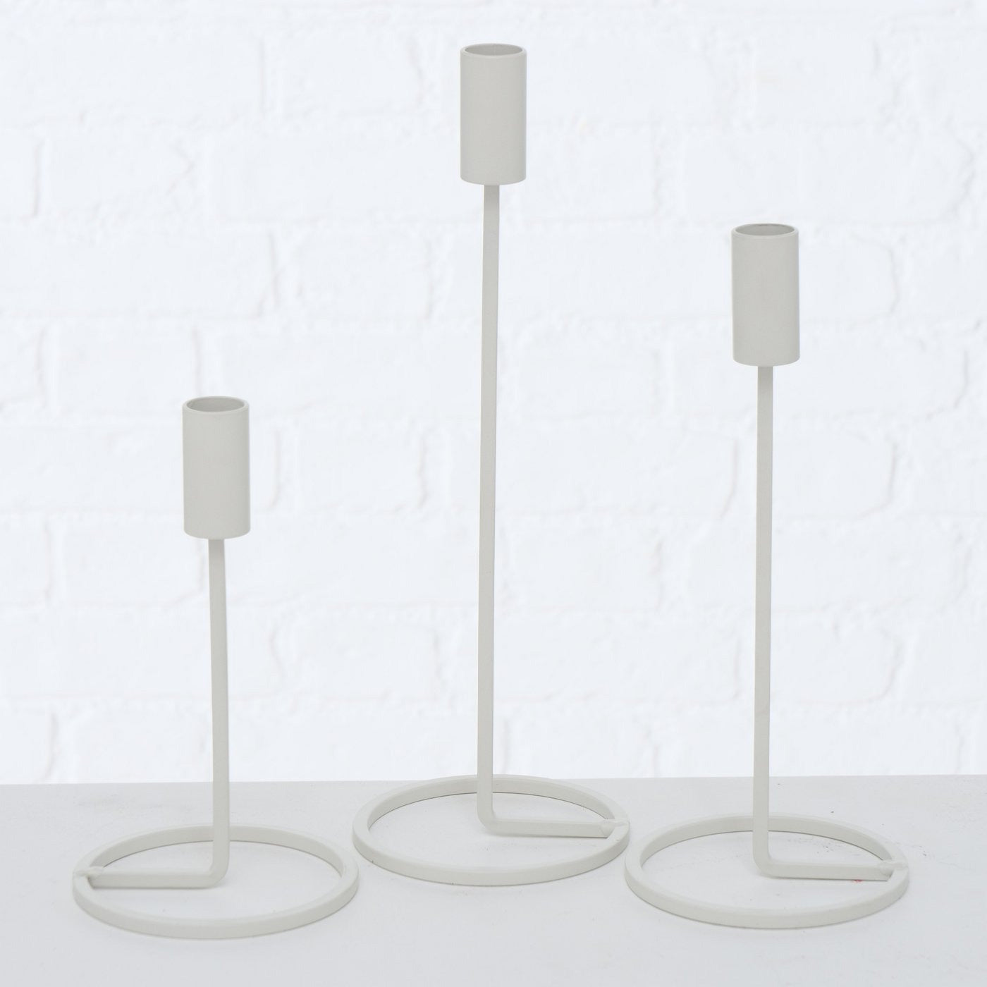 LS-LebenStil Neapel Kerzenständer 3er Set Weiß Metall 20-32cm