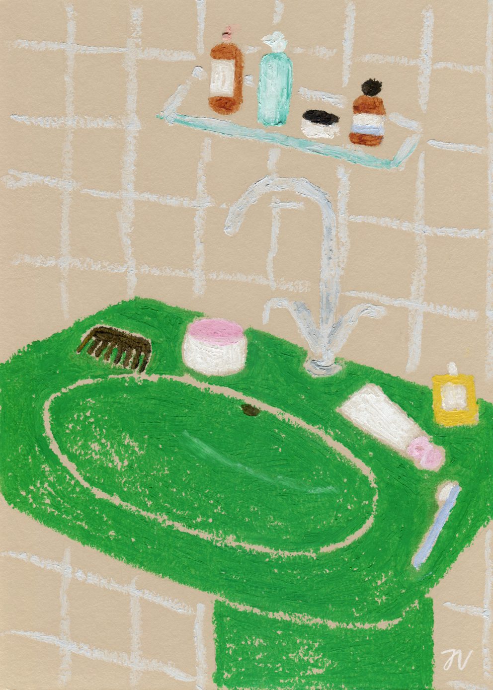 The Poster Club Art Prints Bathroom Rituals Poster 30x40 beige
