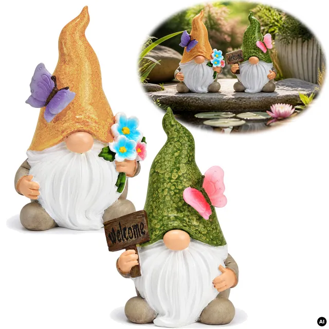 LS-LebenStil Welcome Wichtel 2er-Set 15 cm Polyresin Sommer