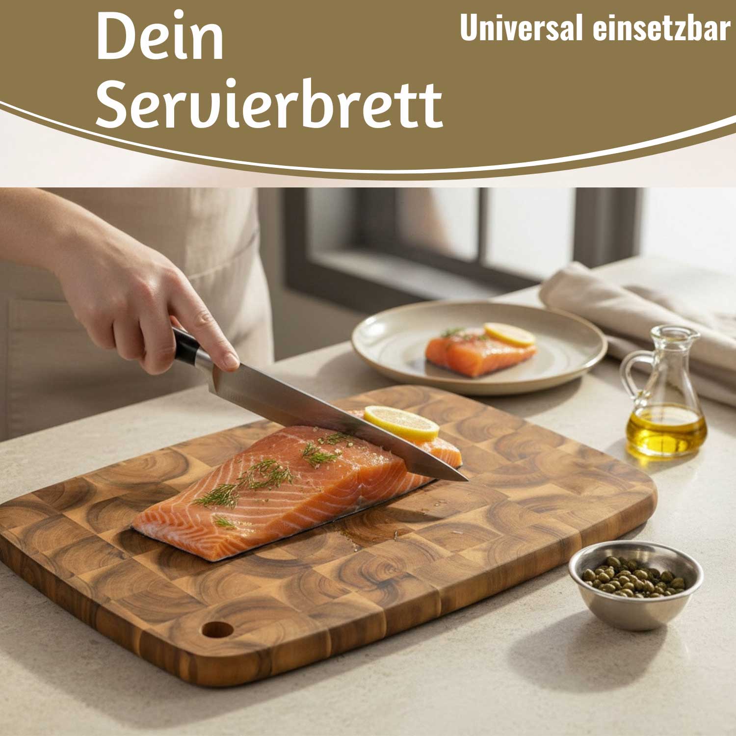 LS-LebenStil Küche Haushalt Stirnholz Schneidebrett 32cm