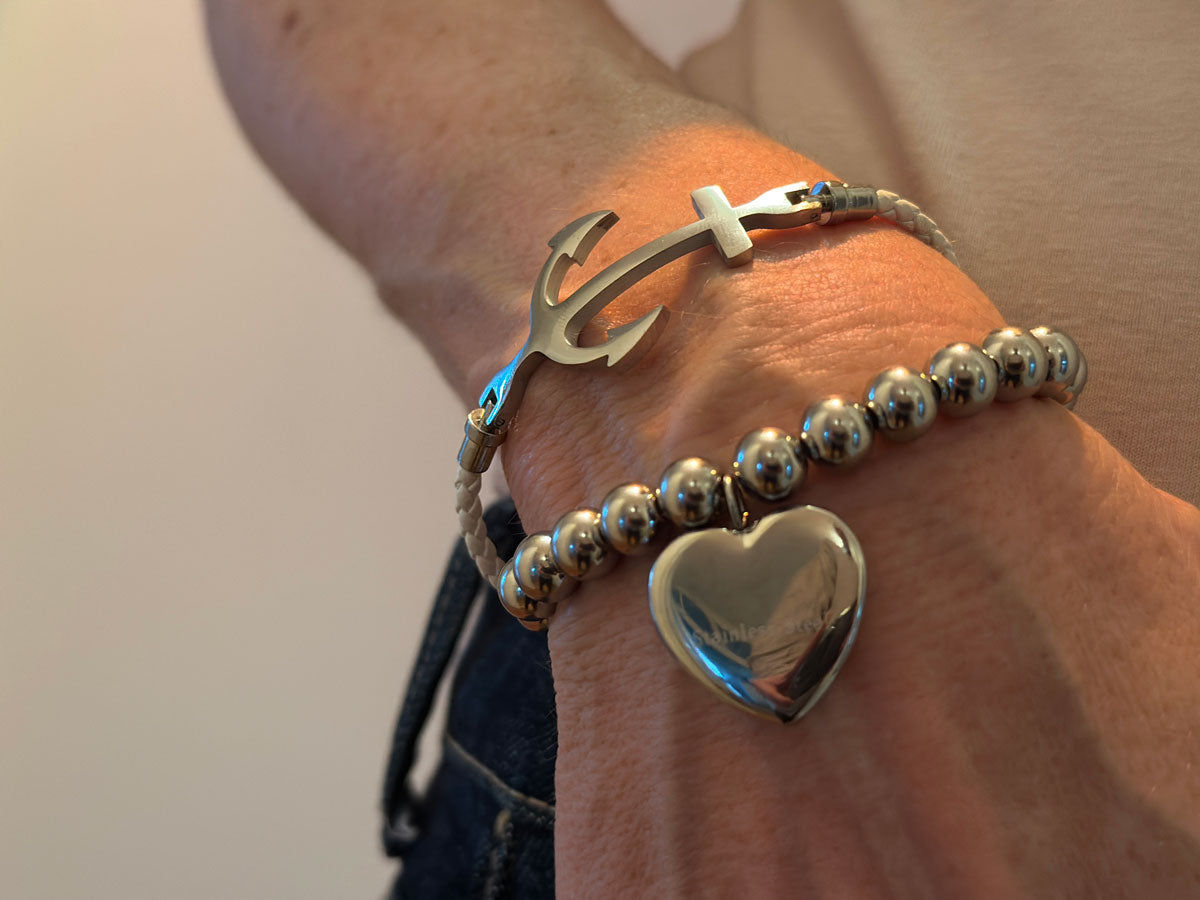 LS-LebenStil Paris Kugelarmband 17cm Herz silber elastisch