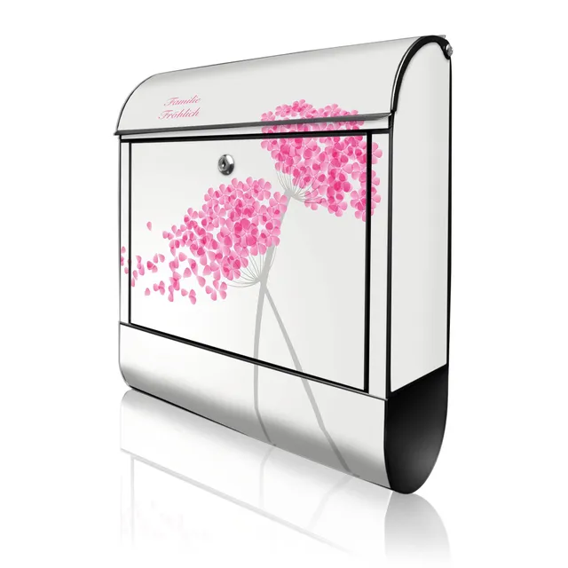 Banjado Briefkasten Holunder Pink 38,5x46,5x13cm Stahl schwarz