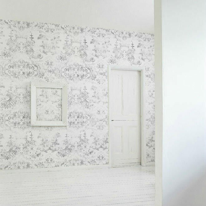 Mineheart Delft Baroque Tapete weiß 70 cm x 10 m