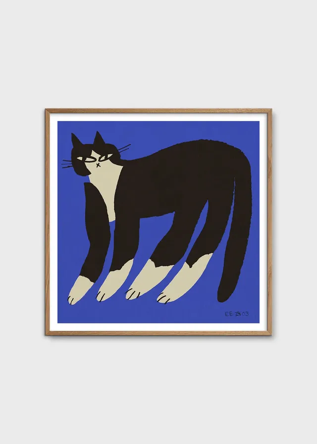 The Poster Club Cat in Blue Poster 50x50 Katze blau