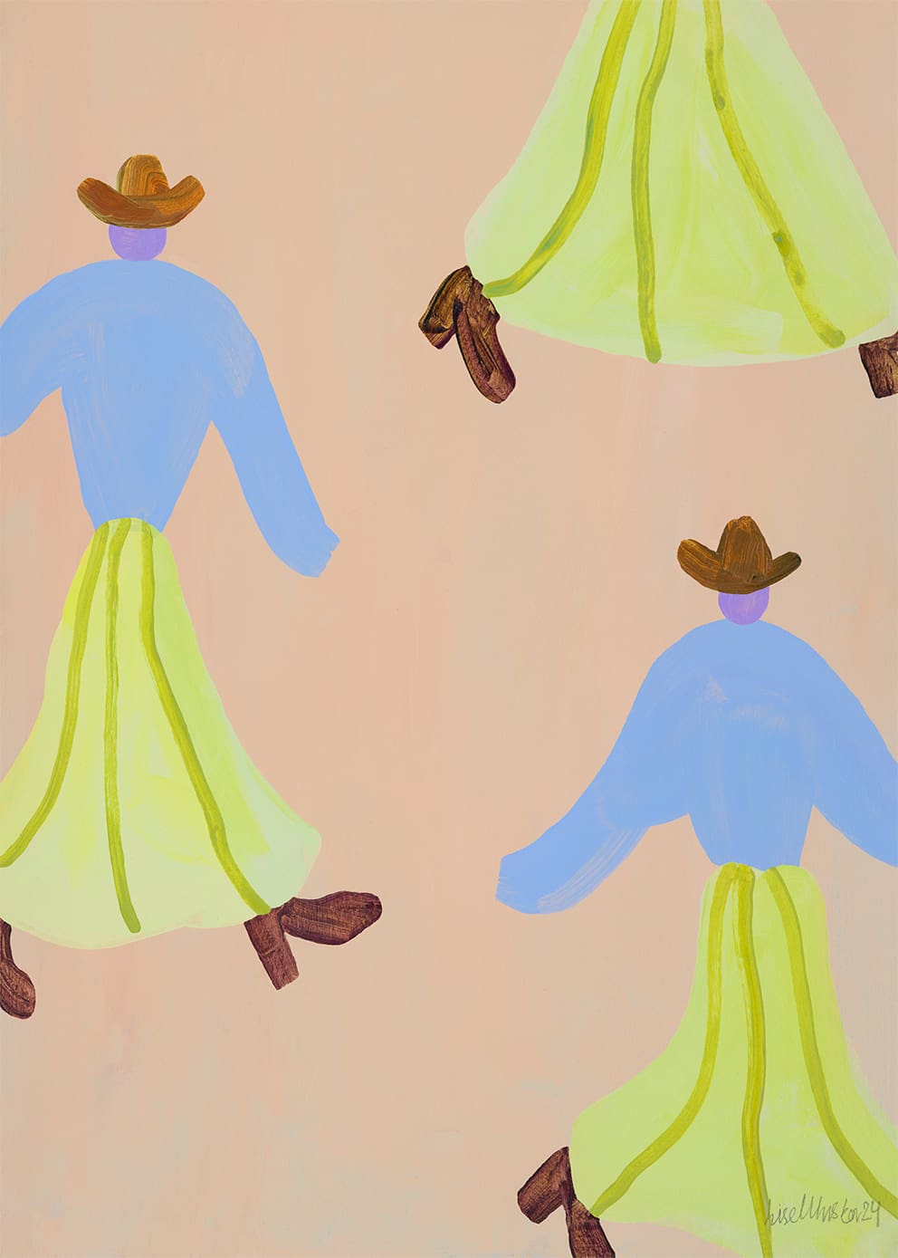 The Poster Club Dancing Cowgirls Leinwand 50x70 cm hellblau