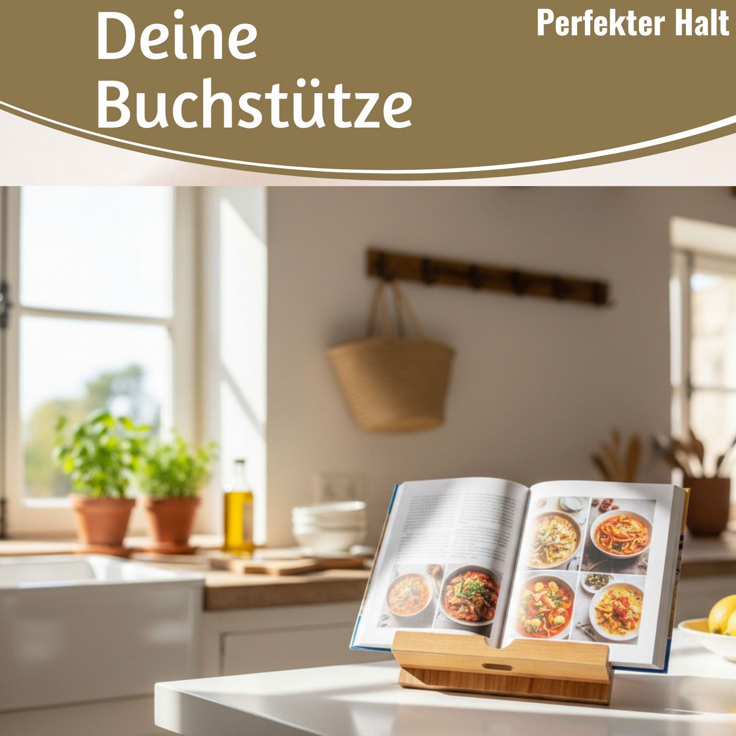 LS-LebenStil Kochbuchhalter Bambus 23x18cm braun klappbar