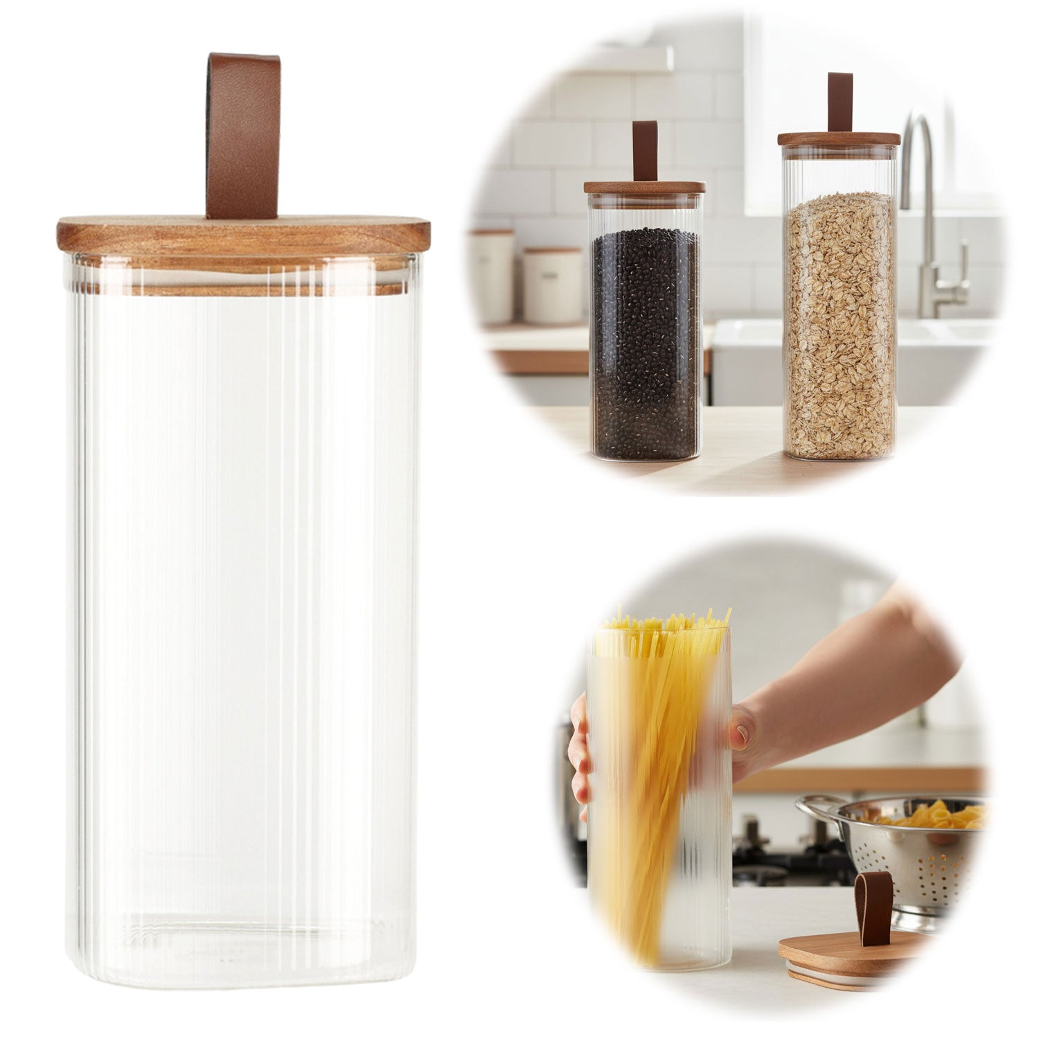 LS-LebenStil Küche & Haushalt Vorratsdose Glas 1900ml Holzdeckel