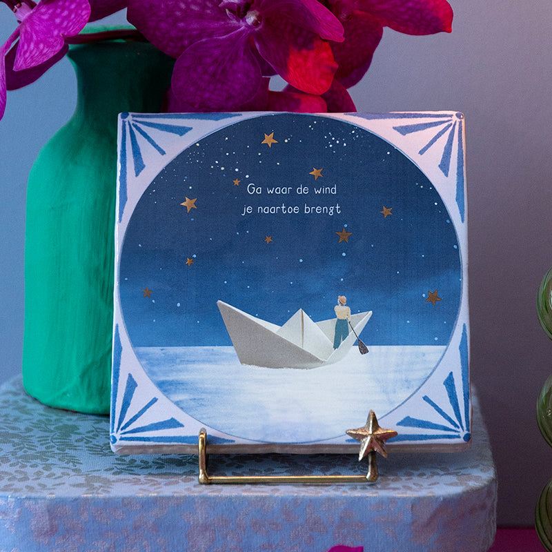 StoryTiles Delft Blue Towards new horizons Fliese S 10x10 Gold