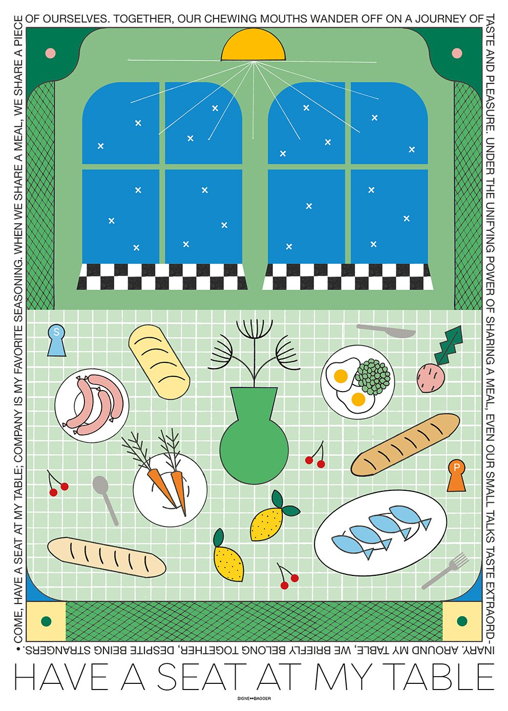 The Poster Club Art Prints A Seat at My Table Poster 30x40 blau