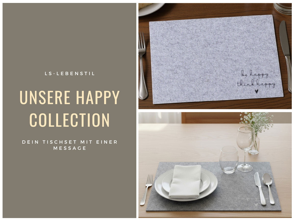 LS-LebenStil Happy Filz Tischset Hell-Grau 45cm 2er Set