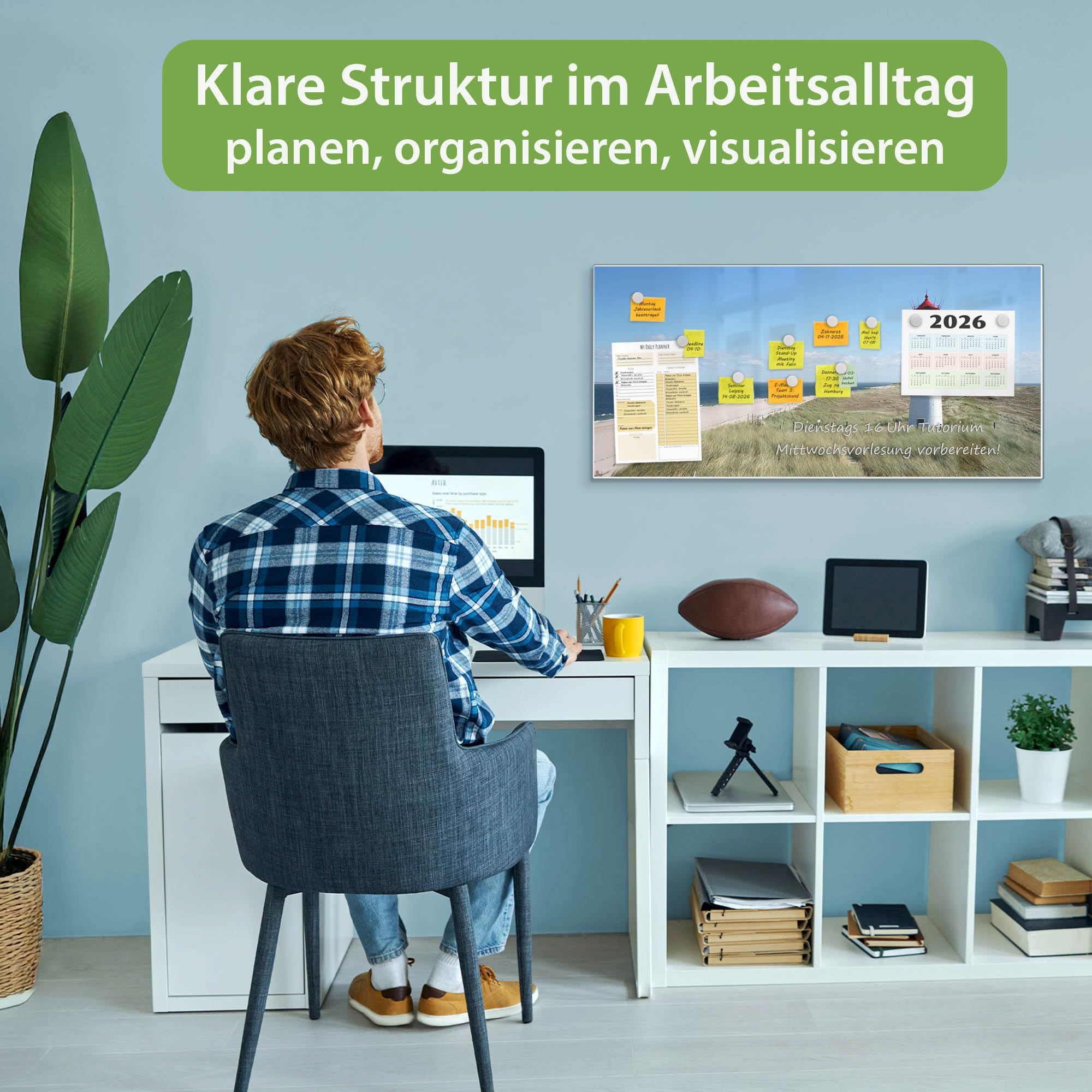 Banjado Magnettafel Leuchtturm 78x37cm weiß Metall