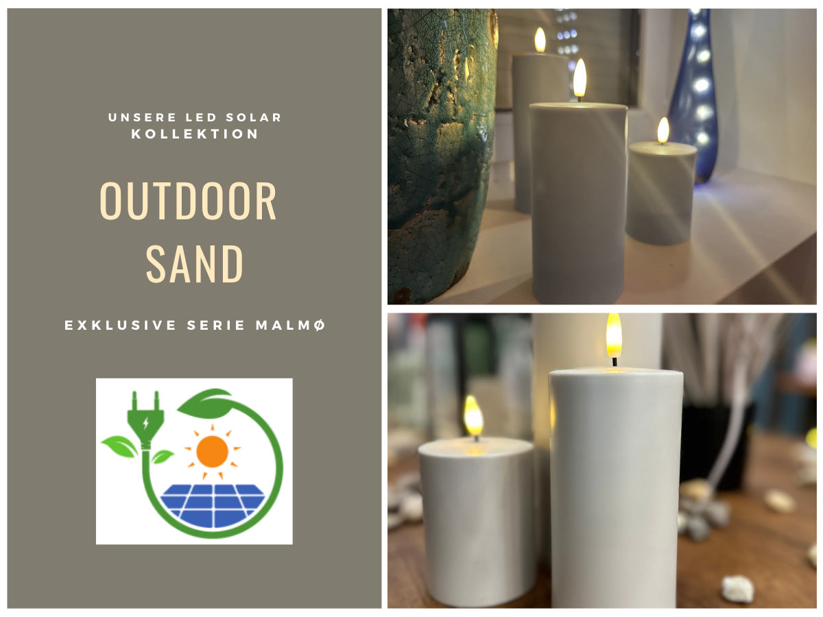 LS-LebenStil Möbel LED Kerze Solar 20x7,5cm Sand Timer Outdoor