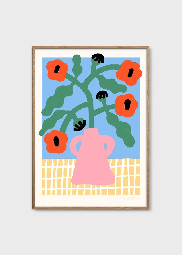 The Poster Club Art Prints Red Poppies in Pink Vase Poster 30x40 cm rot