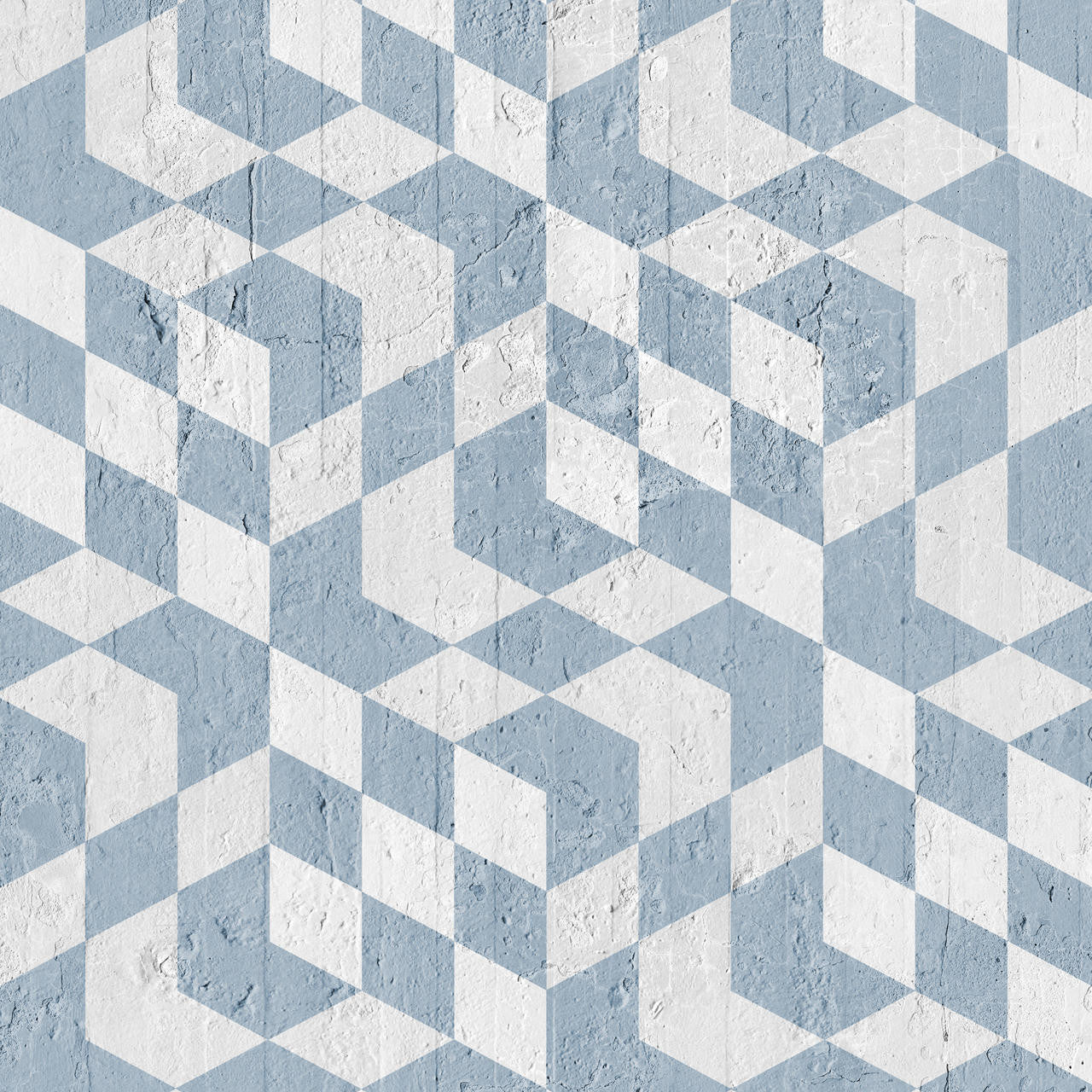 Mineheart Wallpaper Navy Geometric Cubes Tapete Blau Vlies