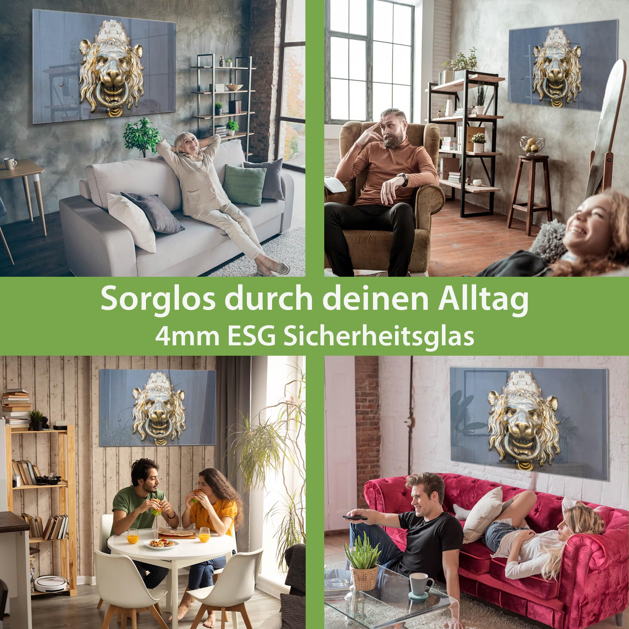 Banjado Magnettafel Türklopfer Löwe Magnetboard 120x80 cm