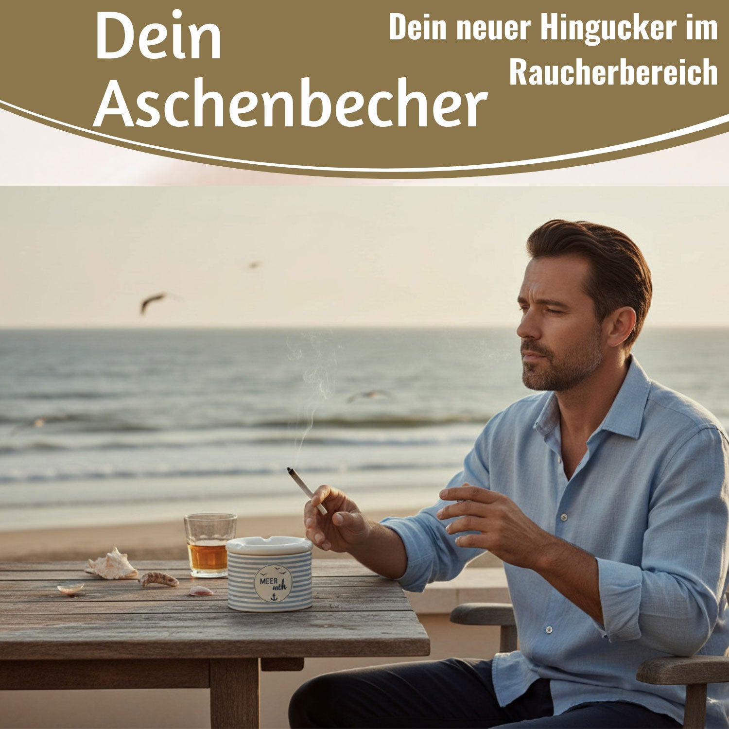 LS-LebenStil Küche & Haushalt Sturmaschenbecher Meer-Weh 10cm