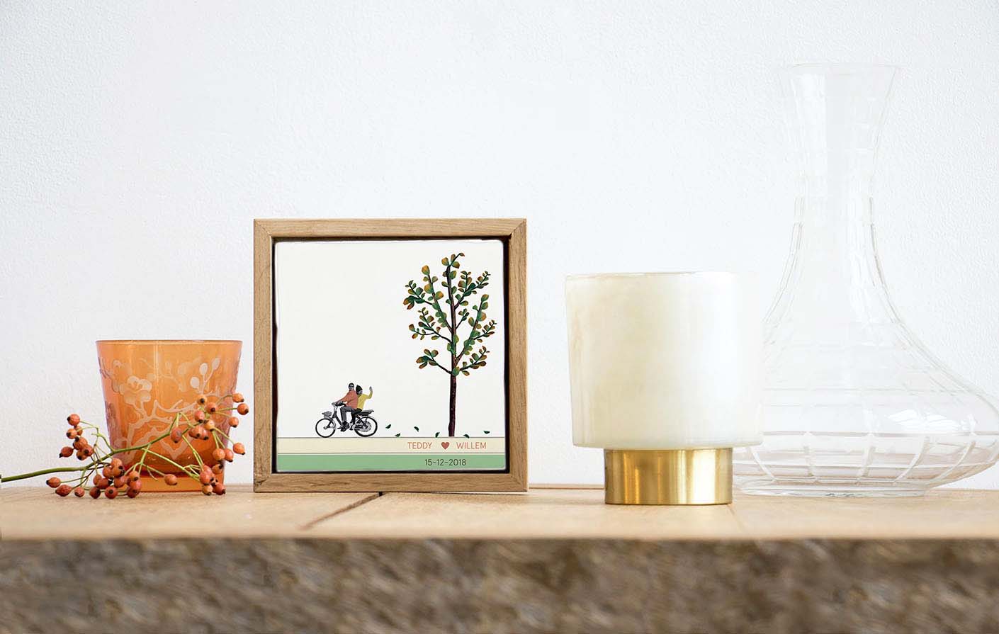 Storytiles Delft Blue Ga mee! Fahrrad-Paar Fliese S 10x10 cm