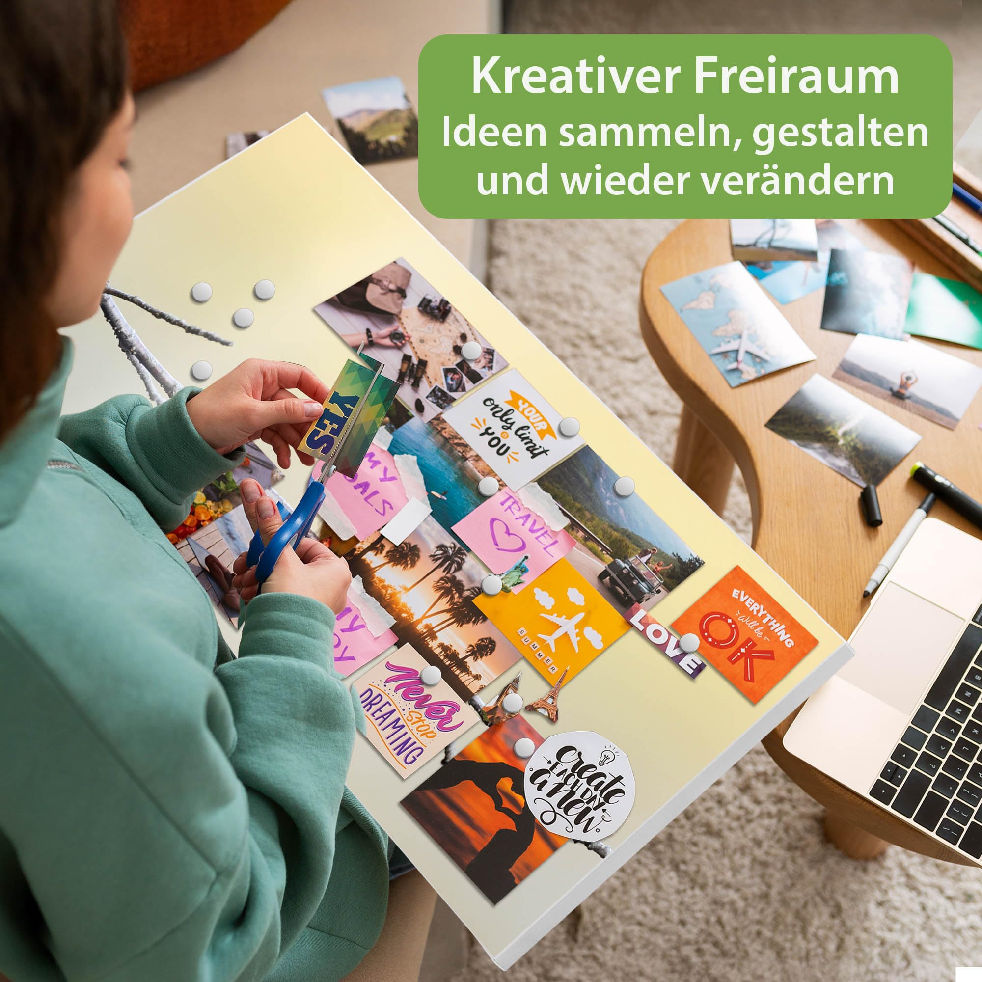 Banjado Magnettafel Pause Pinnwand 78x37cm weiß beschreibbar