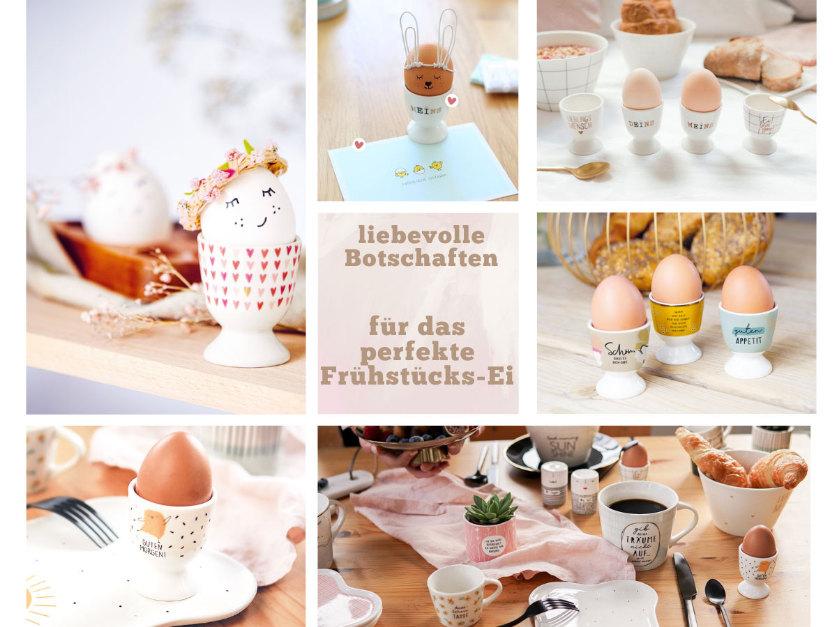 LS-LebenStil Traumfrau Eierbecher Porzellan Weiß Rosa Gold