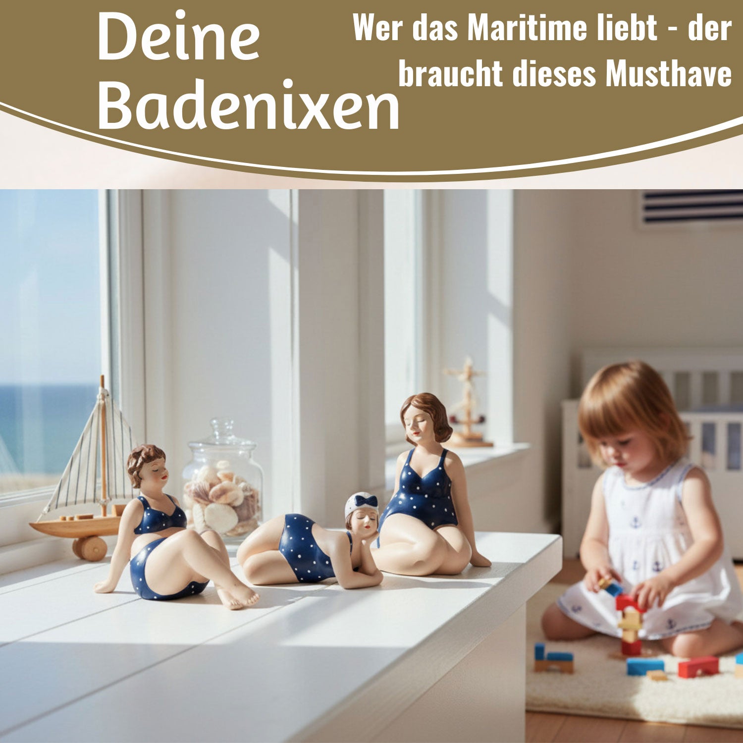 LS-LebenStil Molly Badenixe Dekofigur 3er Set blau-weiß