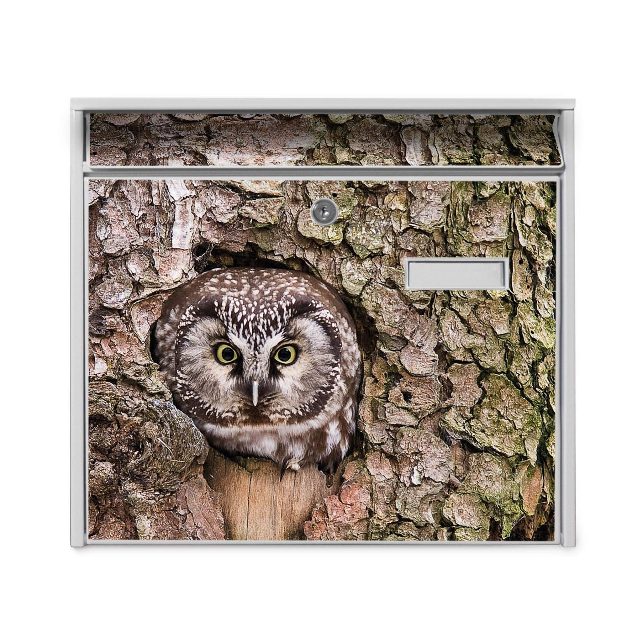 Banjado Briefkasten Eule Weiss A4 32x36cm mit Namensschild