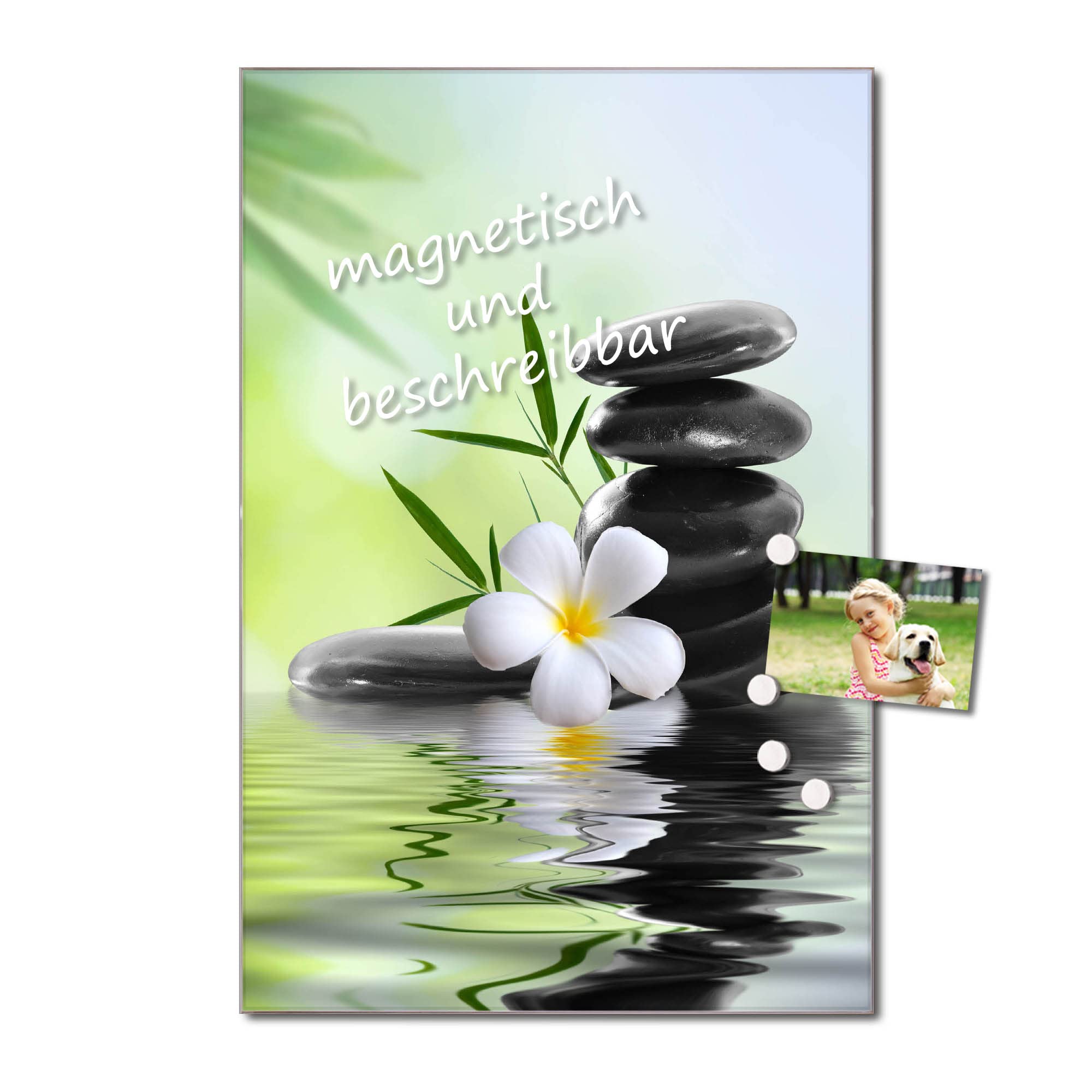 Banjado Magnettafel Steine & Relax 6 Glas 40x60 beschreibbar