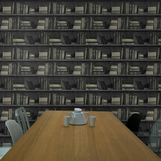 Mineheart Dark Bookshelf Tapete Bücherregal Dunkel