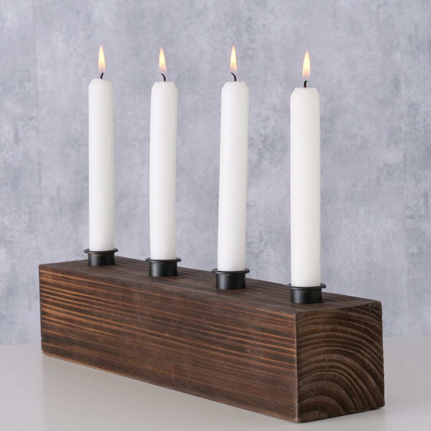 LS-LebenStil Unika Kerzenständer braun Holz 4-fach 38 cm