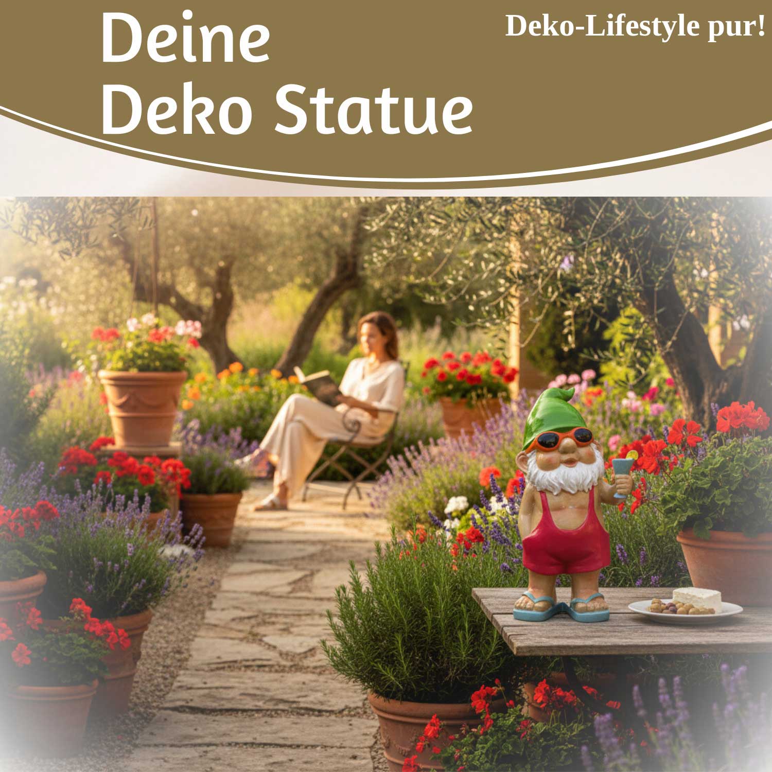 LS-LebenStil Gartenzwerg Cocktail 20 cm Polyresin handbemalt