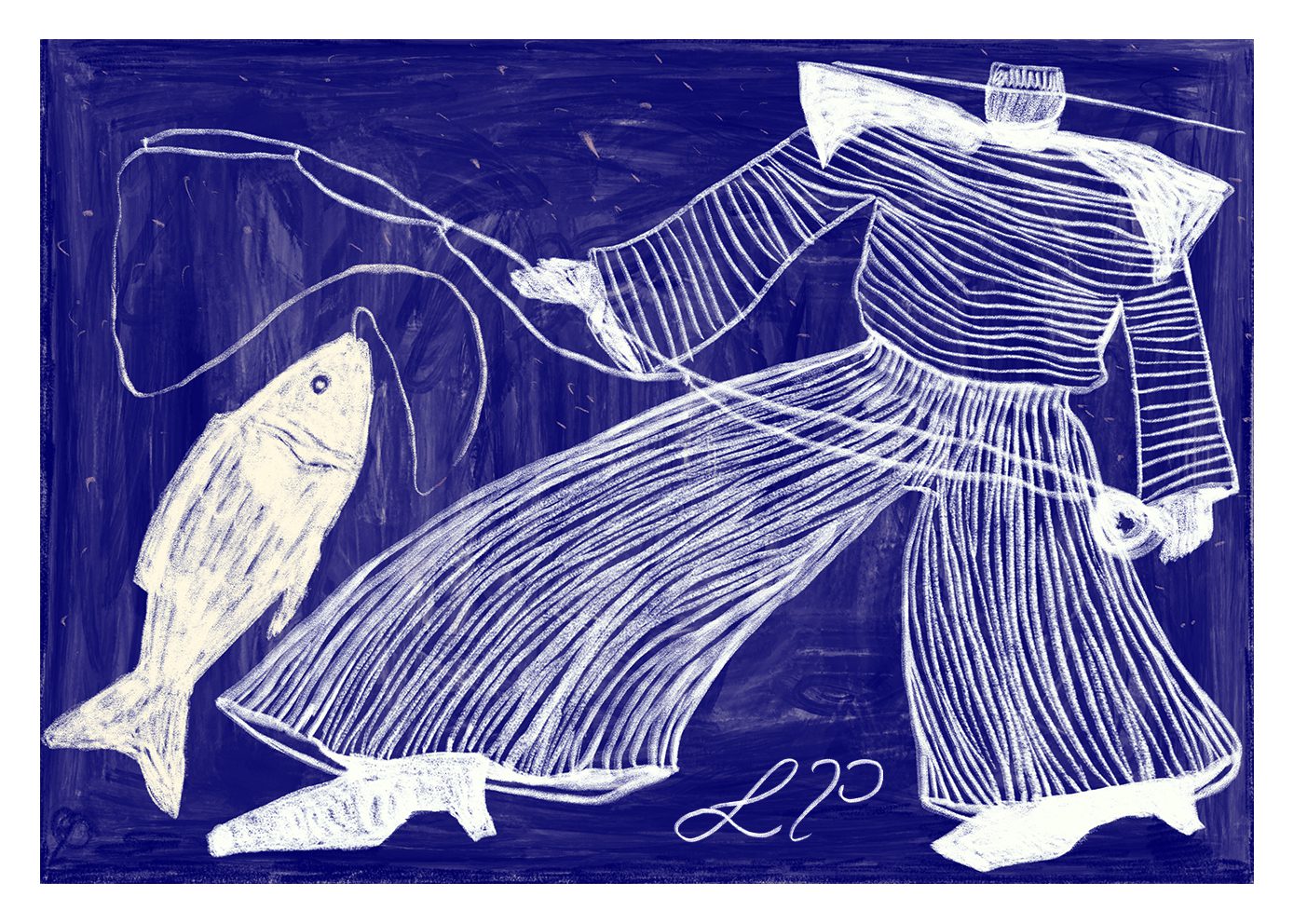 The Poster Club Art Prints Sam Fishing Poster A4 figurativ