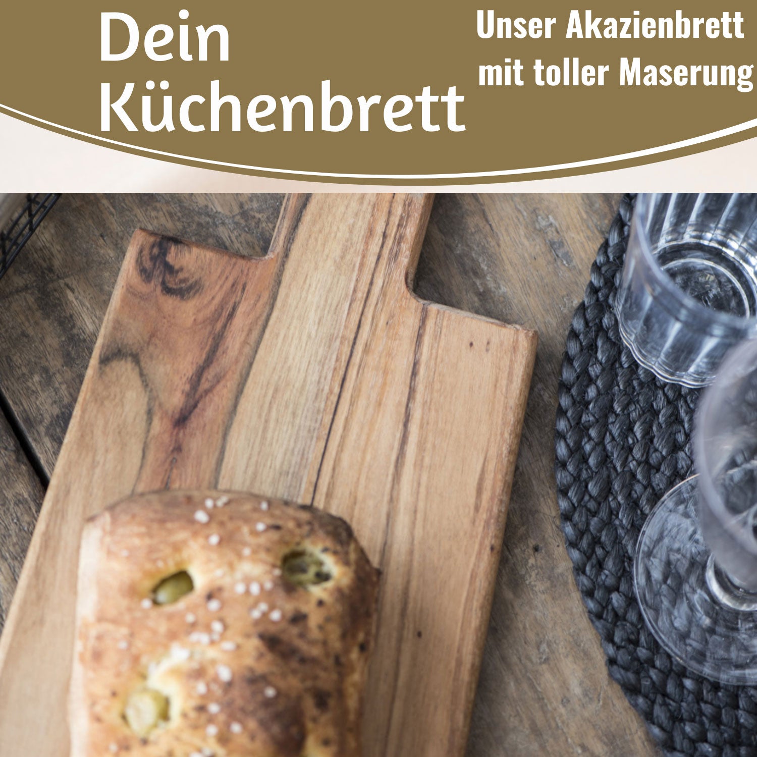 LS-LebenStil Küche & Haushalt Griffbrett Schneidebrett 45 cm Akazie