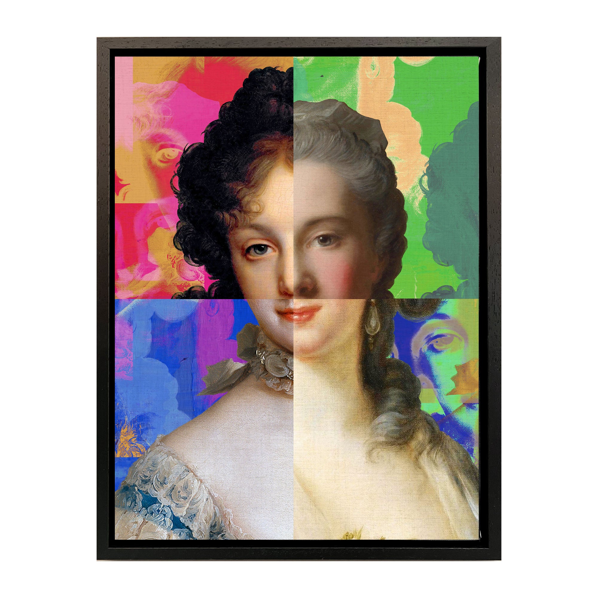 Mineheart Wall Art Lady Puzzled Portrait Wandbild 30x41 cm Blau Weiss