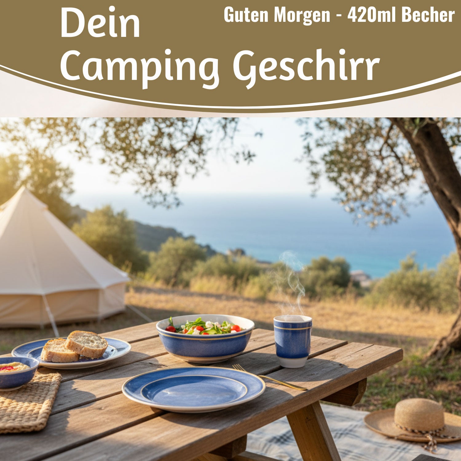 LS-LebenStil Camping Geschirr Set 12tlg Maritim 4 Personen