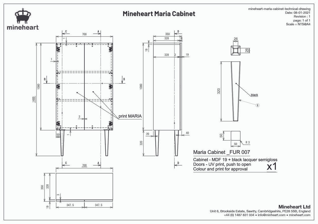Mineheart Maria Cabinet Schrank schwarz 140 cm