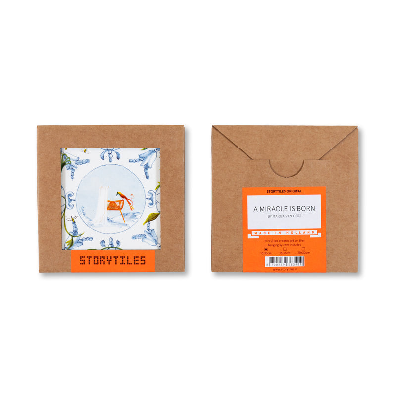 Storytiles Delft blue Een wondertje Wandfliese S 10x10 cm Baby