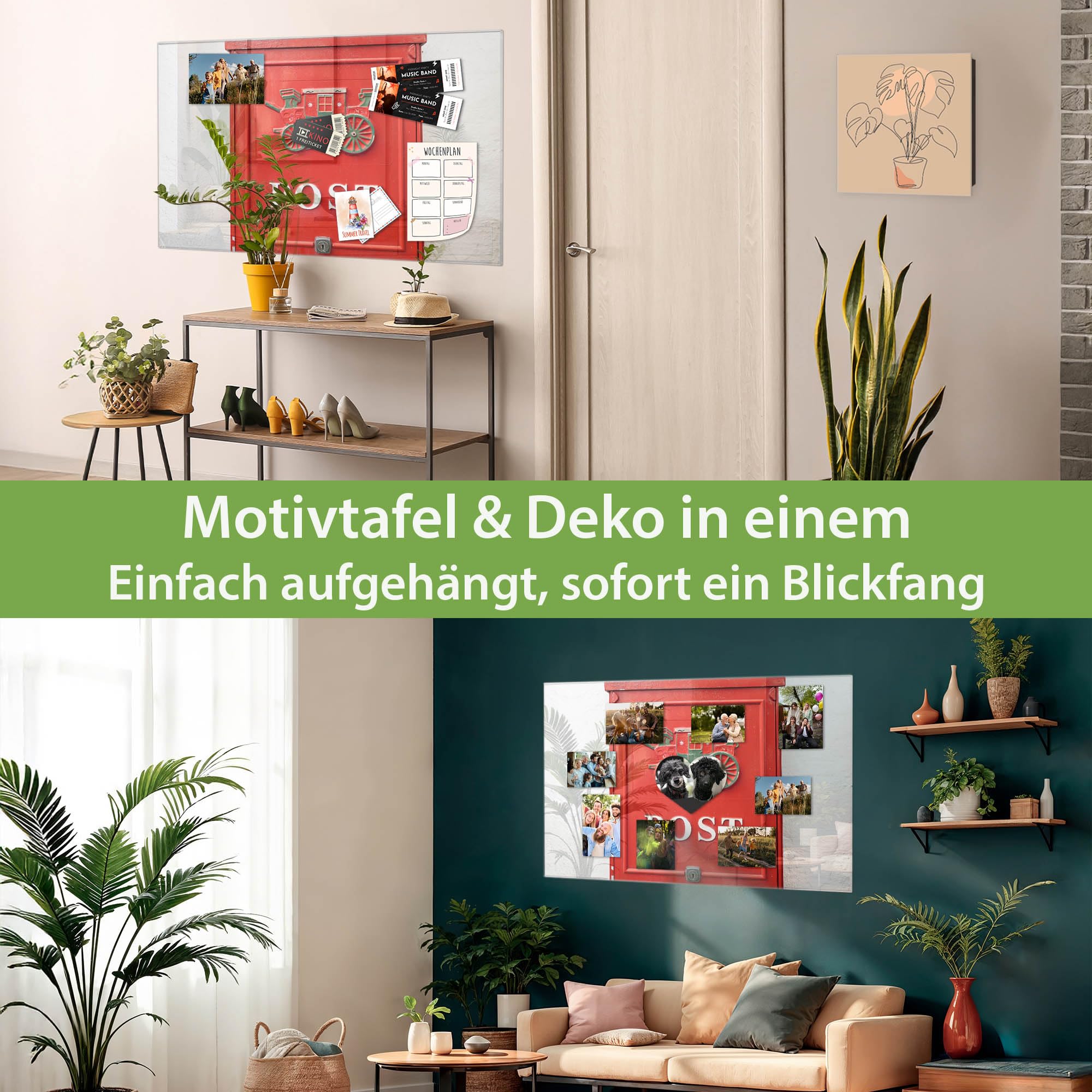Banjado Magnettafel Postkasten Nostalgie Magnetboard 120x80 cm Glas