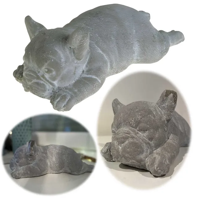 LS-LebenStil Bulldogge Frenchie Figur Beton grau-weiß 25x10cm