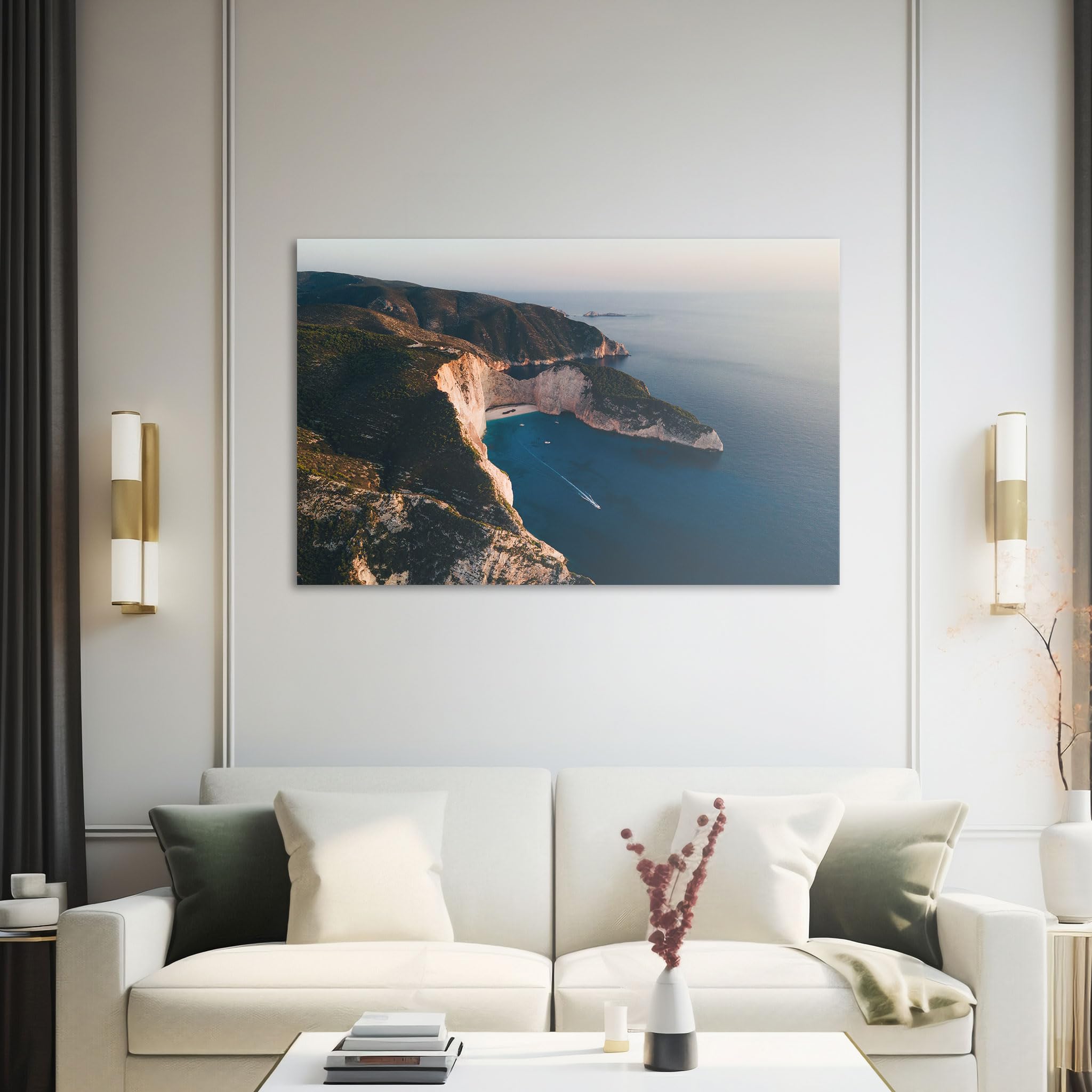 Hustling Sharks Wandbilder Bucht Vogelperspektive Wandbild 30x40 cm