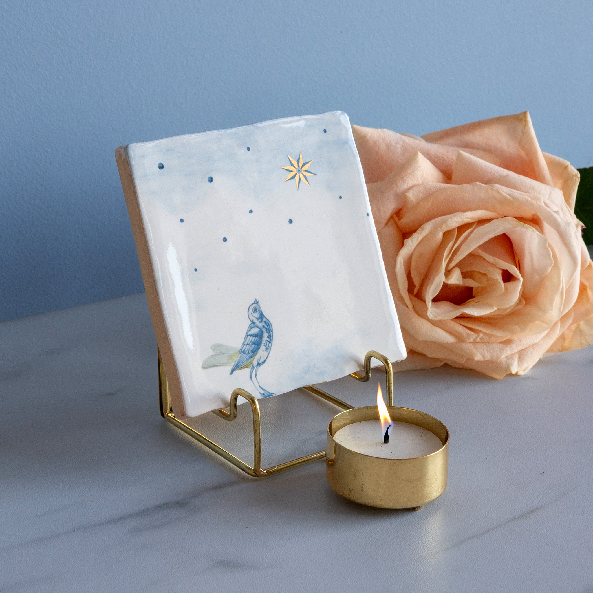 Storytiles Tile Holders Golden Tile & Candle Holder Gold