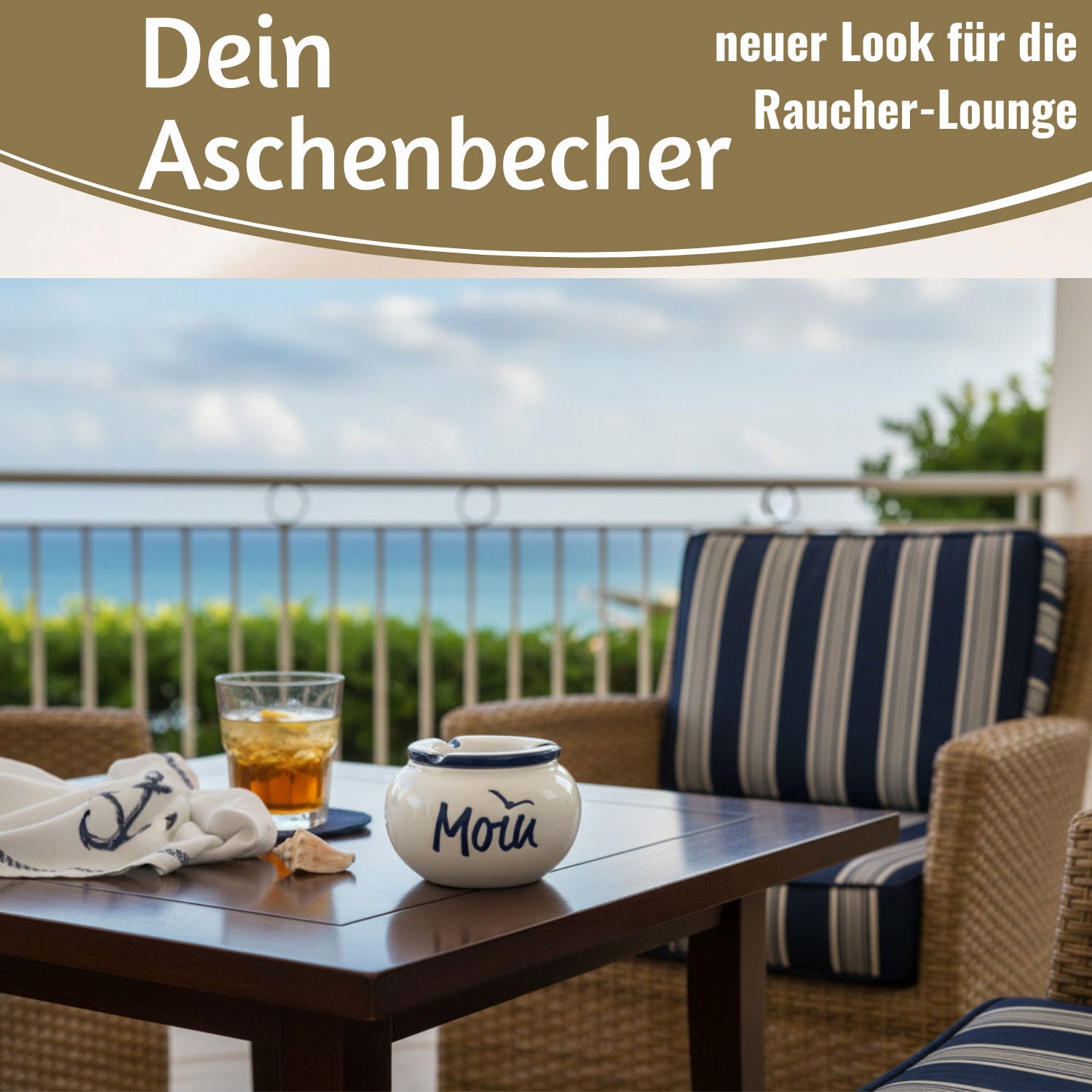 LS-LebenStil Moin Sturmaschenbecher Keramik Weiß Blau 10x7,5cm