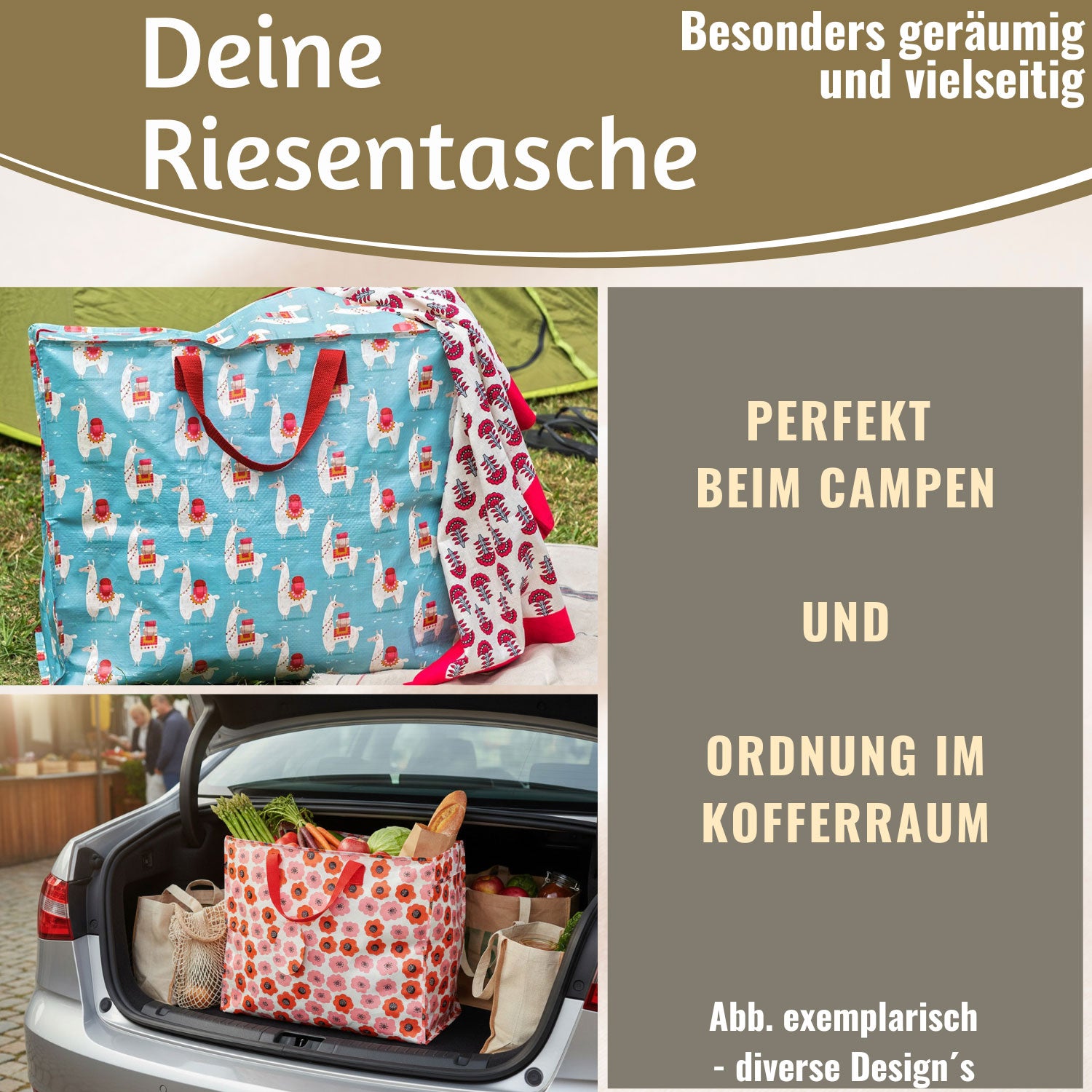 LS-LebenStil Florenz Shopper XXL 55cm Blumen Einkaufstasche