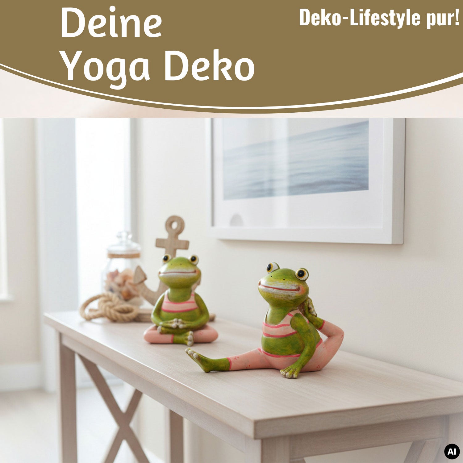 LS-LebenStil Yoga Frösche Deko-Figuren Set 8cm Grün Pink