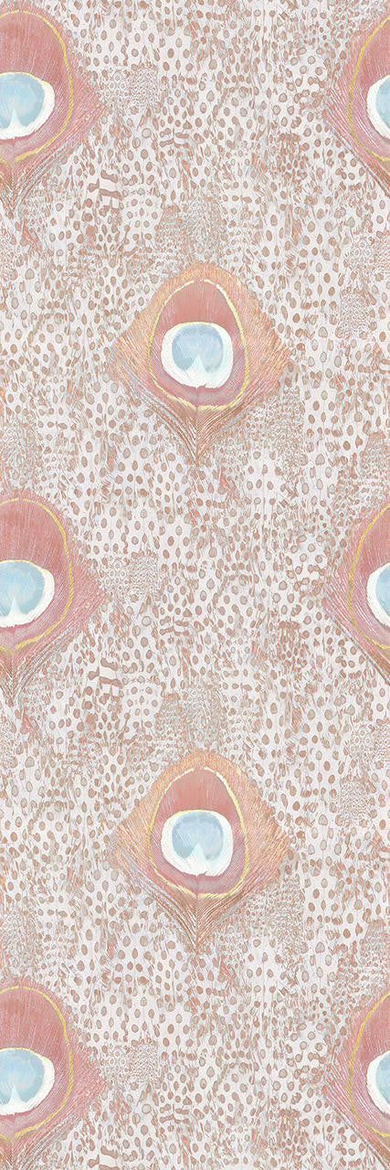 Mineheart Peacock Feathers Tapete Rosa Muster A3 Feder-Motiv