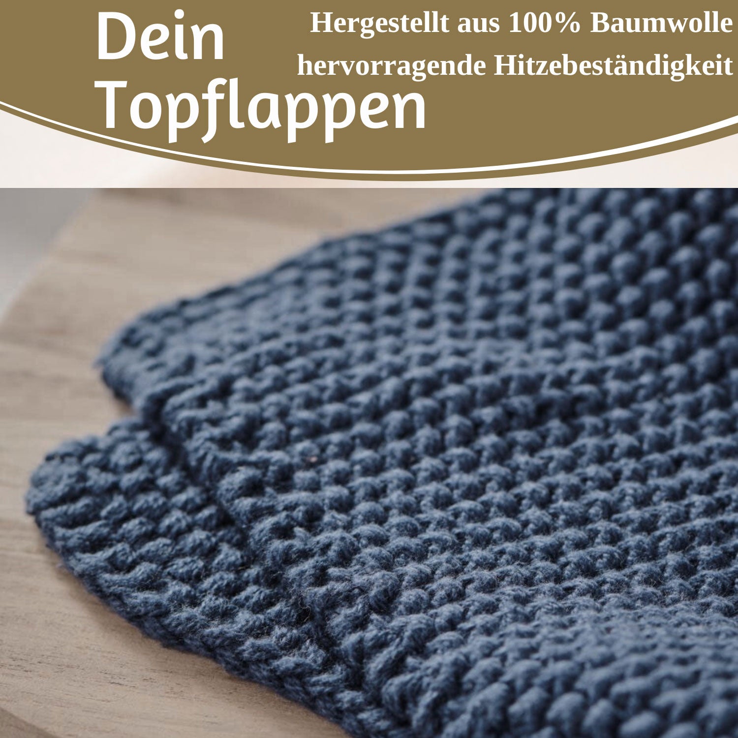 LS-LebenStil Küche & Haushalt Mynte Topflappen Blau 22 cm Baumwolle