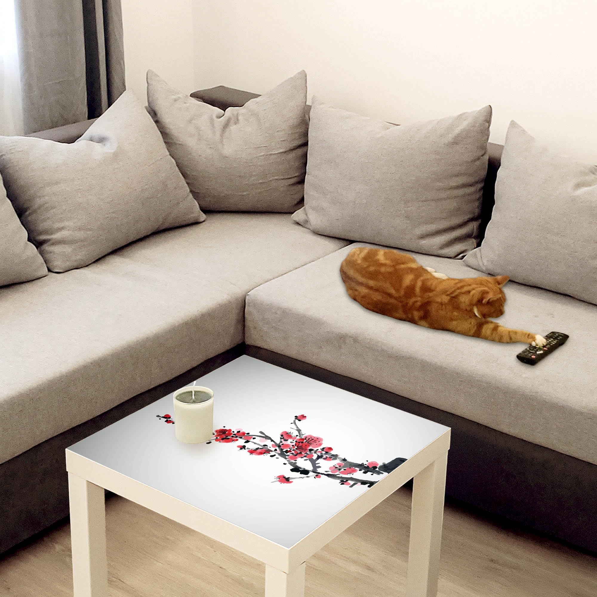 Banjado Möbelfolie Japanische Blüten 2 Tischfolie 55x55
