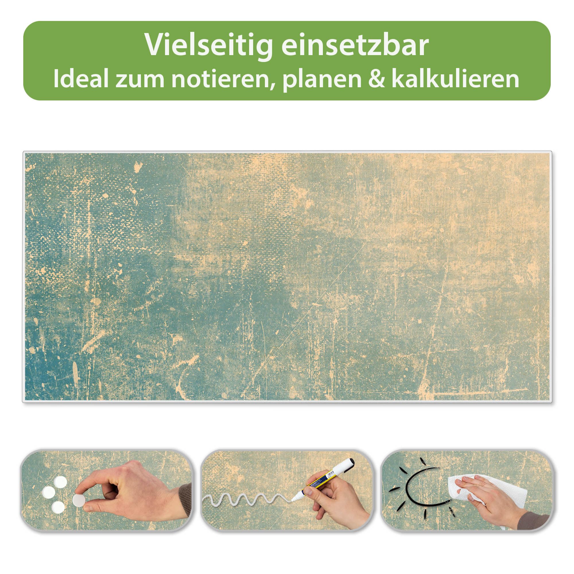 Banjado Magnettafel Patina Grün Metall 78x37 cm Weiß