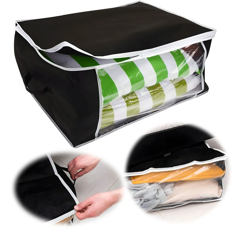 LS-LebenStil Unterbettkommode Schwarz 60x35x40cm Stoff
