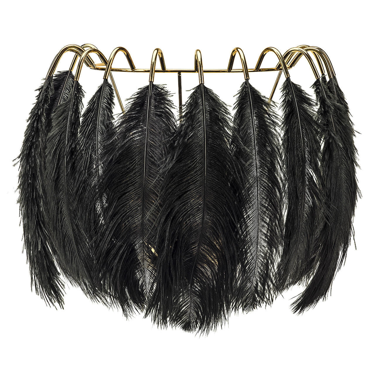 Mineheart Feather Wandleuchte Schwarz Federn Gold 45 cm