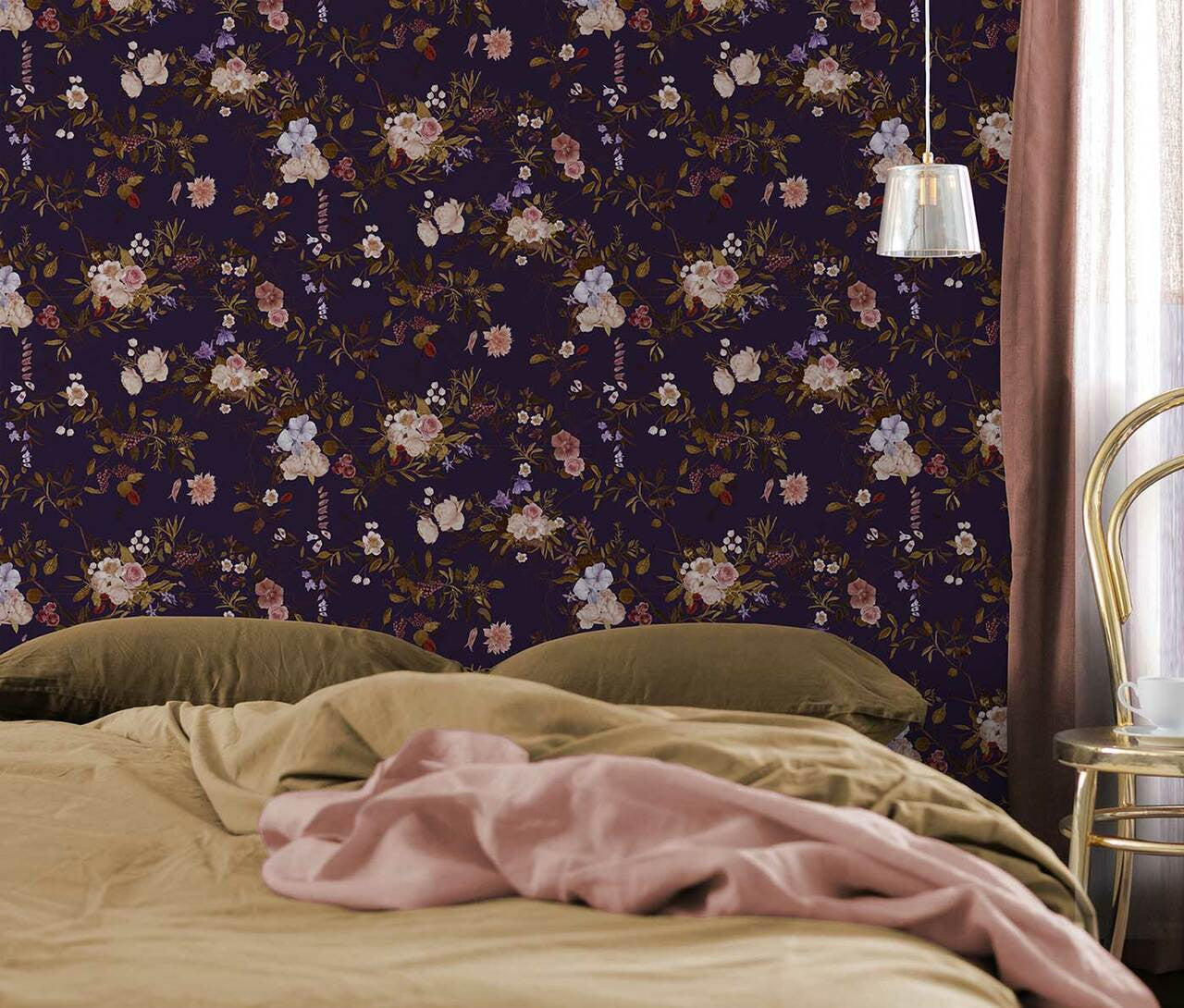 Mineheart Wildflower Tapete Lila Rosa A3 Muster Botanical